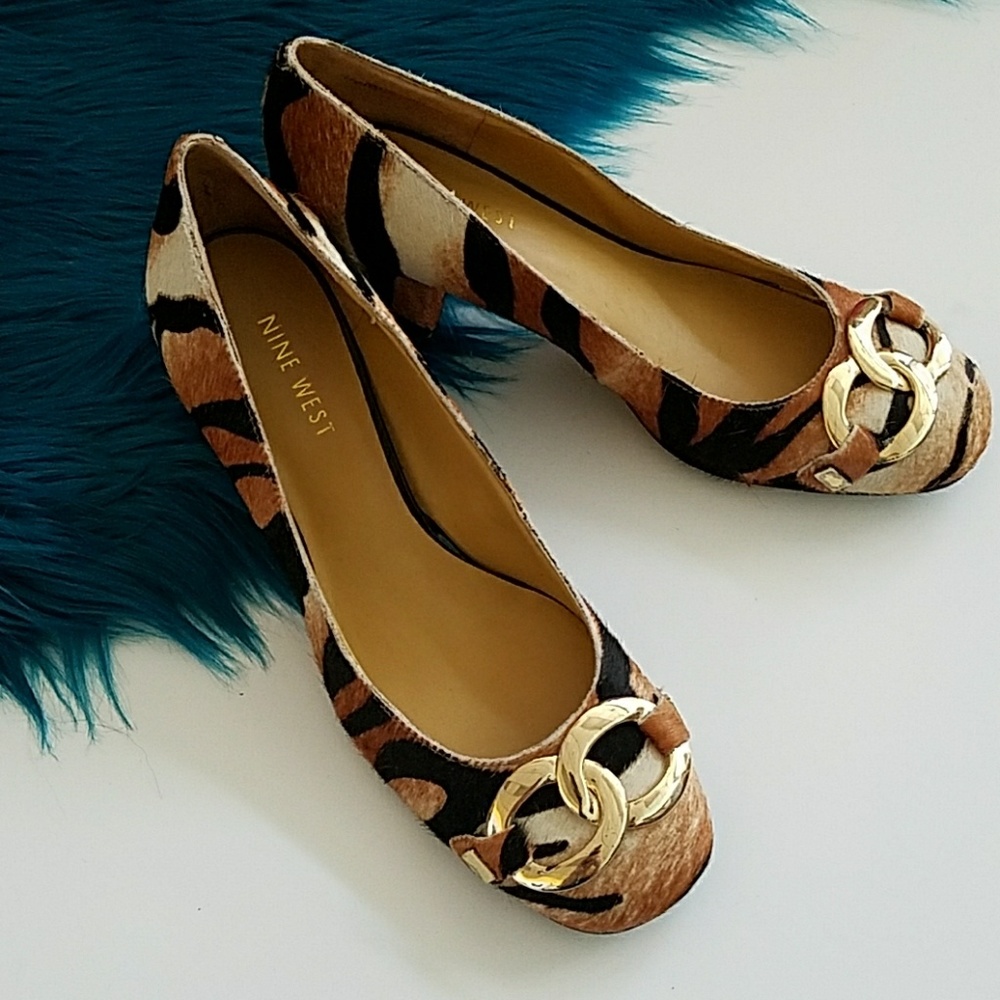 Nine West Cow Leather Tiger Pumps Size 6 - Picture 1 of 7